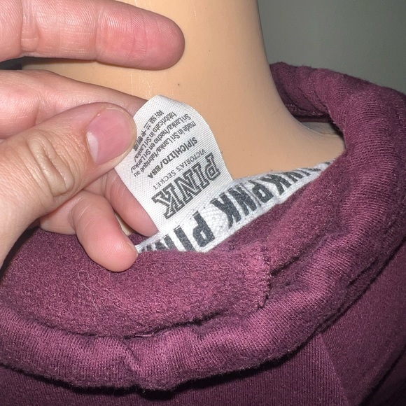 Pink Victoria’s Secret Women’s Maroon Cowl Neck Comfy Pullover Sweatshirt Small - Picture 5 of 5